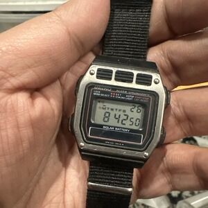 Working Rare Vintage Seiko 1980s Alarm A628-5040 Solar All Buttons Work 34mm 7.5